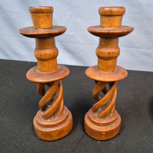 798 - Group of Wooden Items including Candlesticks etc.