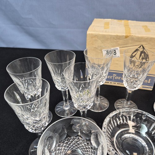 808 - Good Lot of Waterford Crystal to include mint and boxed set of Lismore Sherry Glasses (15 pieces)