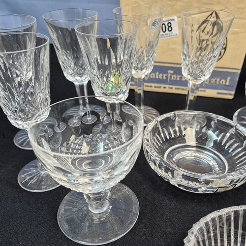 808 - Good Lot of Waterford Crystal to include mint and boxed set of Lismore Sherry Glasses (15 pieces)