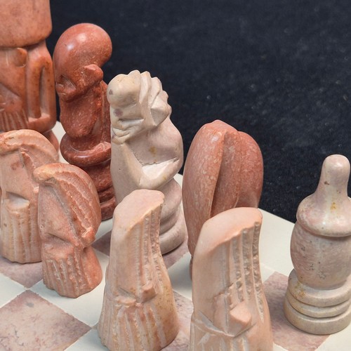 795 - Kenyan Soapstone Chess Set & Board