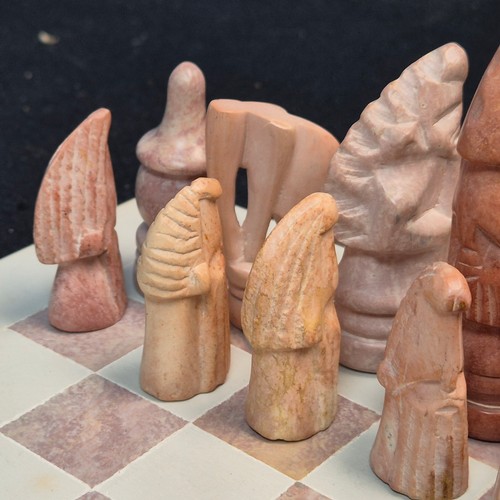 795 - Kenyan Soapstone Chess Set & Board