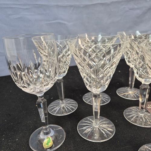 797 - Set of Six Waterford Crystal Tyrone Water Goblets together with a Pair of Waterford Crystal Red Wine... 