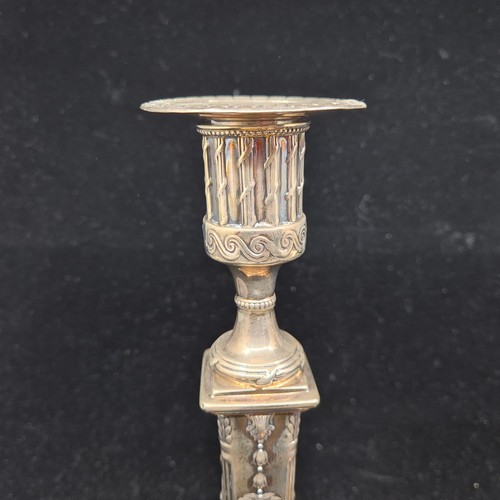 882 - Pair of Georgian Silver Candlesticks Marked Sheffield 1776 by John Winter & Co approx 28cm tall and ... 