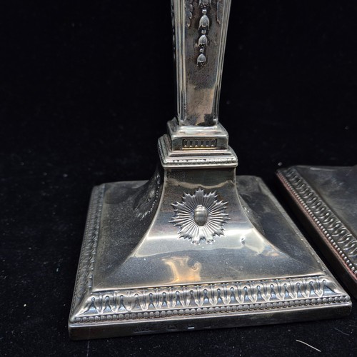 882 - Pair of Georgian Silver Candlesticks Marked Sheffield 1776 by John Winter & Co approx 28cm tall and ... 