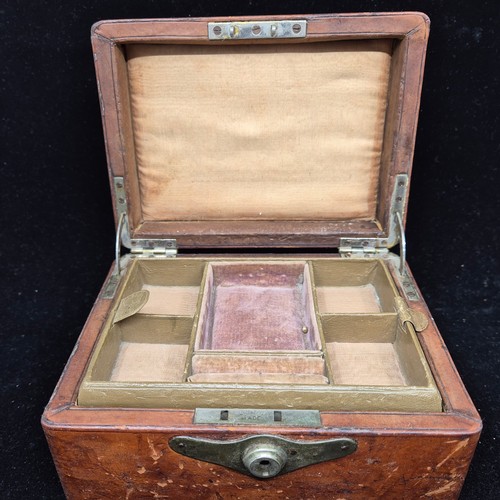 888 - Antique Leather Jewellery box and another Wooden Box