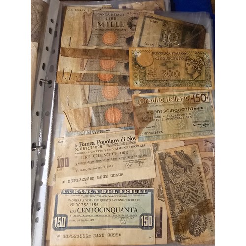 10A - 2x albums containing a large qty of vintage world banknotes