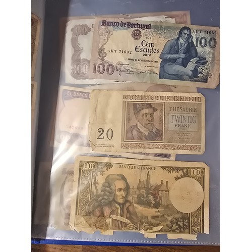 10A - 2x albums containing a large qty of vintage world banknotes