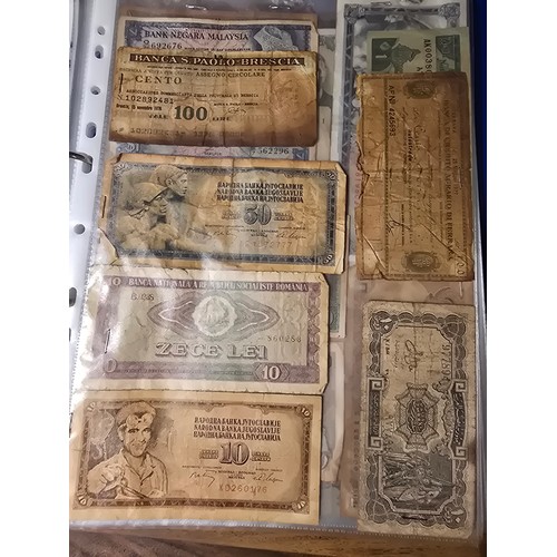 10A - 2x albums containing a large qty of vintage world banknotes