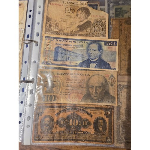 10A - 2x albums containing a large qty of vintage world banknotes