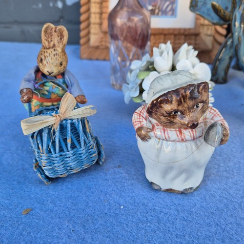 757 - Mixed Lot to include Beswick Mrs Tiggy Winkle, Staffordshire Porcelain, two Pictures and other items