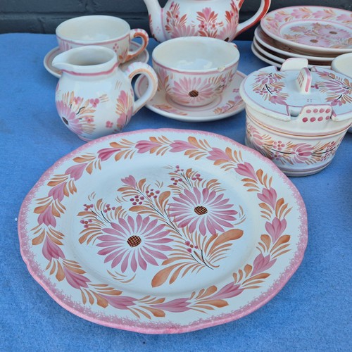 767 - Henriot Quimper Faience Fleuri Rose Dinner Service