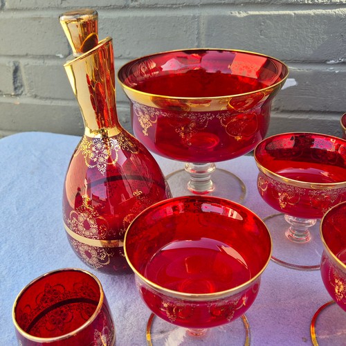 774 - Mixed Lot to include Set of Ferro & Lazzarini Murano Ruby Red Glassware (Decanter, Glasses etc), Two... 