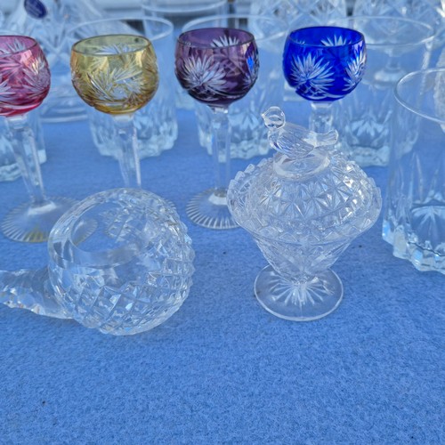 776 - Collection of Good Quality Crystal including coloured Crystal Liqueur Glasses etc