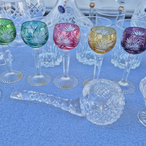 776 - Collection of Good Quality Crystal including coloured Crystal Liqueur Glasses etc