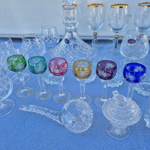 776 - Collection of Good Quality Crystal including coloured Crystal Liqueur Glasses etc