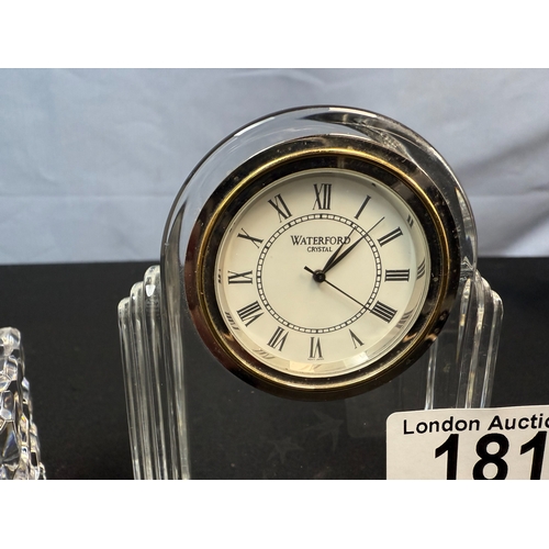 181 - Two Waterford Crystal Clocks (tallest being 11cm)