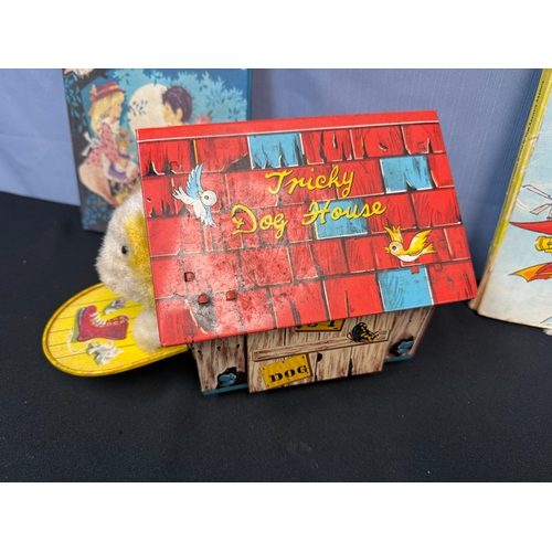 410 - Mixed Lot to include a Friendly Dog House, Vintage Smurf Figures and some Books