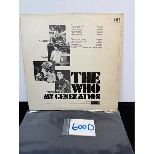 600D - Vinyl Records: The Who My Generation First Pressing Mono LAT 8616