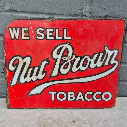 407 - An Adkin's Nut Brown Tobacco Doubled Sided Enamel Sign (38x30.5cm)