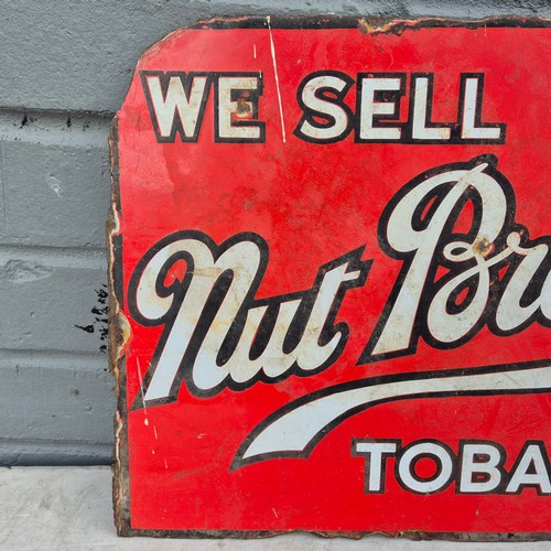 407 - An Adkin's Nut Brown Tobacco Doubled Sided Enamel Sign (38x30.5cm)