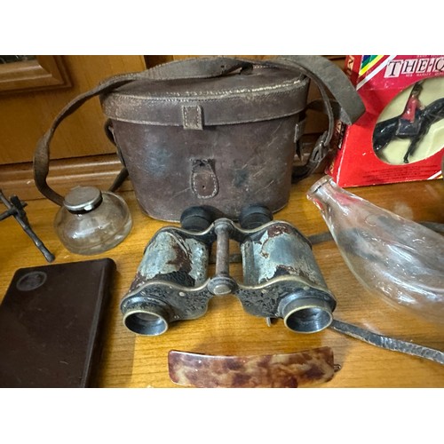 896 - Mixed Lot of Curios and Collectables to include Bakelite Cigar Box, WW1 Binoculars, Bottle Collectin... 