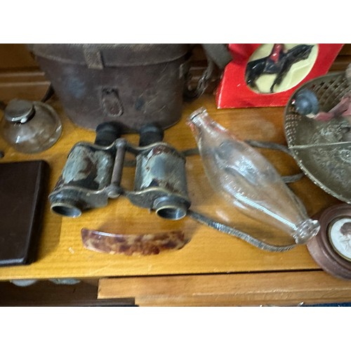 896 - Mixed Lot of Curios and Collectables to include Bakelite Cigar Box, WW1 Binoculars, Bottle Collectin... 