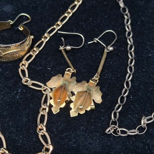 6 - A Collection of 9ct Gold Jewellery to include Earrings, Necklaces and a Bracelet (6 pieces, 21g)