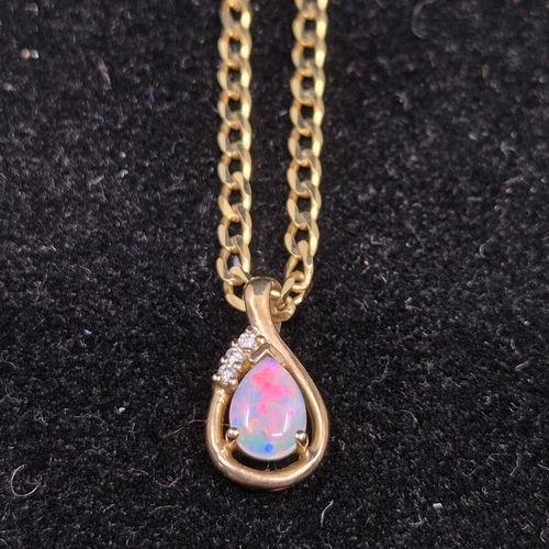 22 - A 9ct Gold and Opal & Diamond Necklace (4.71g) together with another 15ct Gold Chain with 15ct Gold ... 