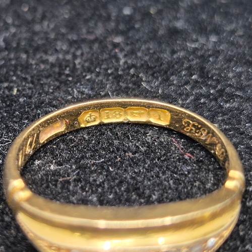 25 - An Art Noveau 18ct Gold and Diamond Ring Size L (3g)