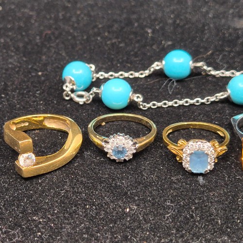 51 - A Mixed Lot of Rings to include 18ct White Gold Citrine, Amethyst and Sapphire Ring Size L (8.92g), ... 