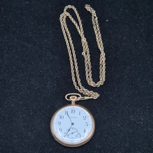 36 - An early 1900s Waltham Bond Street Gold Filled Pocket Watch with Rolled Gold Chain
