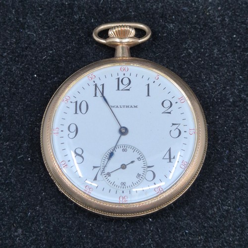 36 - An early 1900s Waltham Bond Street Gold Filled Pocket Watch with Rolled Gold Chain