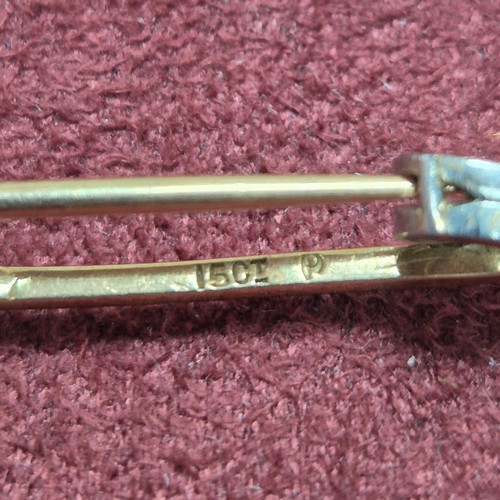 81 - A 15ct Gold & Pearl Bar Brooch together with a Yellow Metal Diamond & Sapphire Bar Brooch (total wei... 