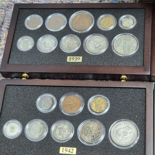 74 - British Coins of World War II set (1939-1945) A complete 7-drawer collector's cabinet containing Bri... 