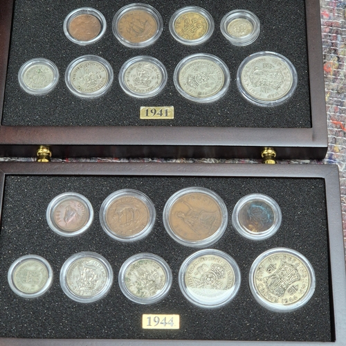 74 - British Coins of World War II set (1939-1945) A complete 7-drawer collector's cabinet containing Bri... 
