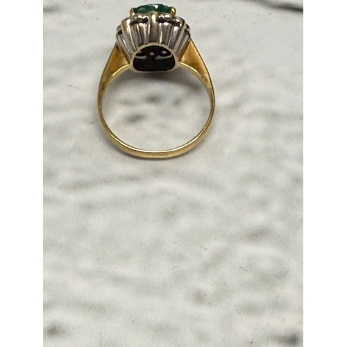 21A - A Hallmarked George Christou 18ct Gold Emerald (approx 3ct) and Diamond Ring Size K (4.3g)