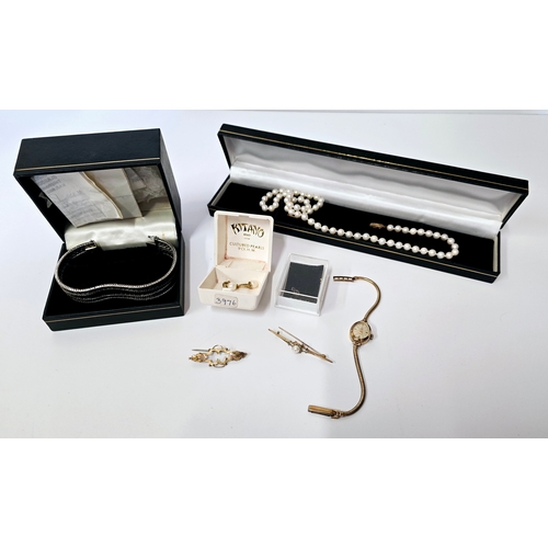 52A - A Group of Hallmarked Gold and Silver Jewellery including a 9ct Gold Ladies watch, 925 Silver Bracel... 