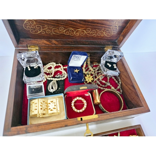 52B - A Vintage Pakistani Wooden Jewellery Box containing a good selection of Jewellery including Hallmark... 