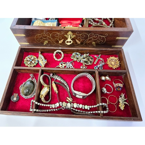 52B - A Vintage Pakistani Wooden Jewellery Box containing a good selection of Jewellery including Hallmark... 