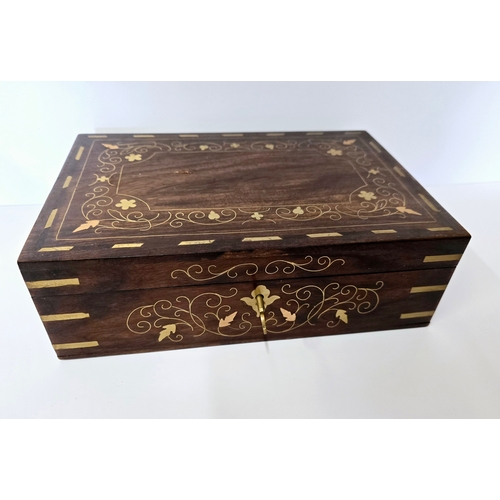 52B - A Vintage Pakistani Wooden Jewellery Box containing a good selection of Jewellery including Hallmark... 