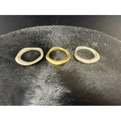 22A - Designer Jewellery: A Set of 3 John Rocha Rings, One 18ct Gold (13.4g) and Two Silver (17.1g) all Si... 