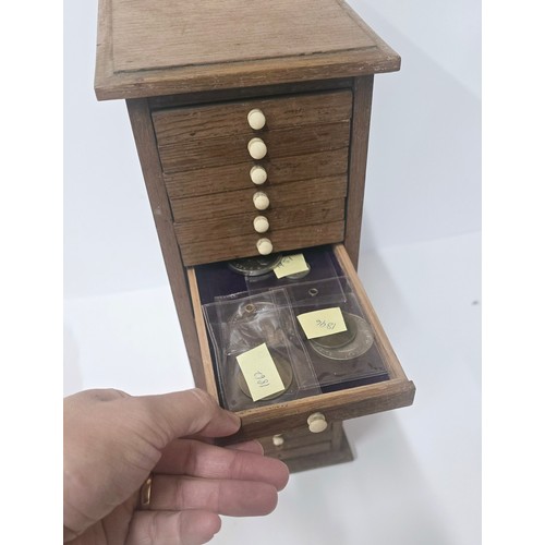 68A - A Vintage Coin Collectors Drawer Cabinet containing a quantity of various Coins - Approx 400 coins i... 