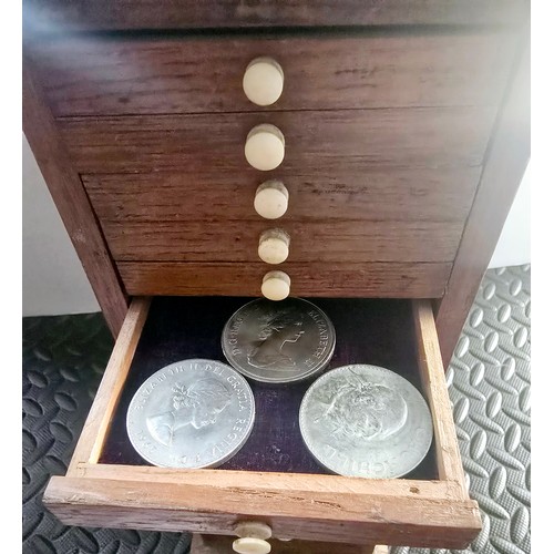 68A - A Vintage Coin Collectors Drawer Cabinet containing a quantity of various Coins - Approx 400 coins i... 