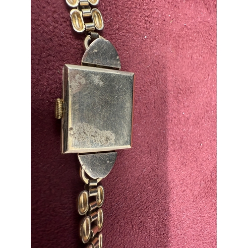 22I - A 9ct Yelow Gold Ladies Longines Wrist Watch On A 12ct Rolled Gold Bracelet, Swiss Made Manual Windi... 