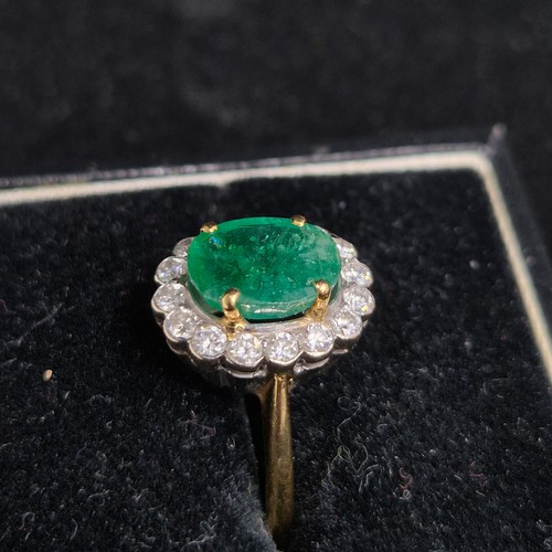 21A - A Hallmarked George Christou 18ct Gold Emerald (approx 3ct) and Diamond Ring Size K (4.3g)