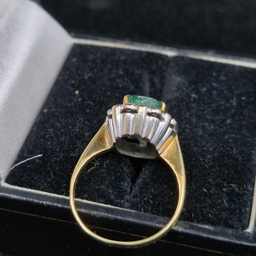 21A - A Hallmarked George Christou 18ct Gold Emerald (approx 3ct) and Diamond Ring Size K (4.3g)