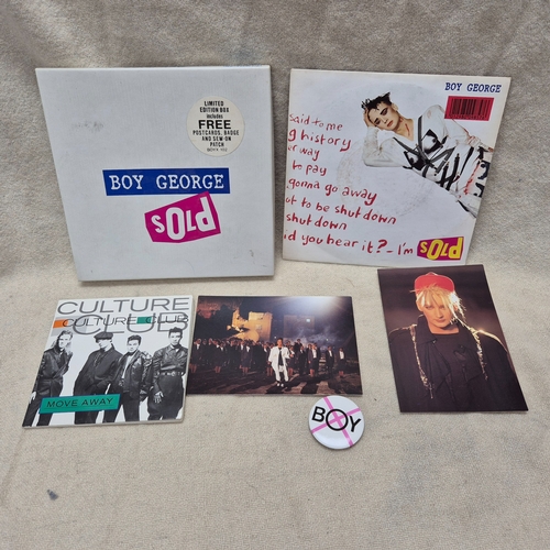 42 - Boy George - Two Vinyl Singles by Boy George to include Culture Club Move Away and Sold Box with Pos... 