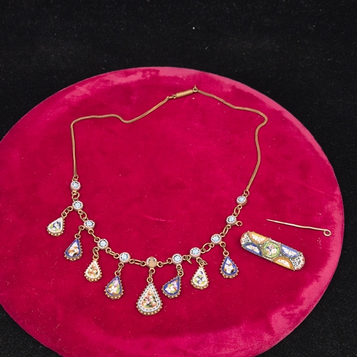 85 - A Vintage Italian Micromosaic Necklace and Brooch Set