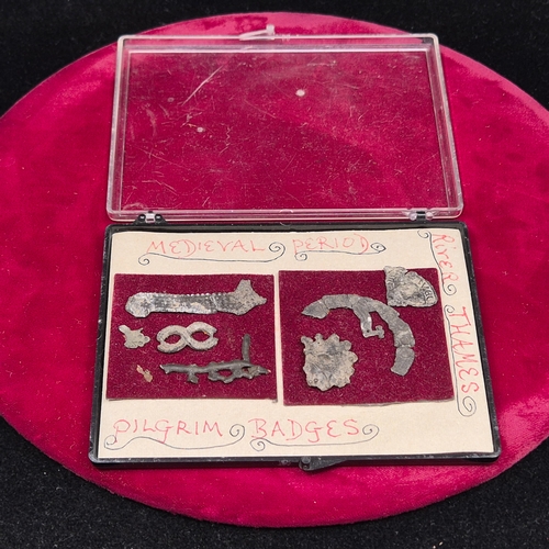 82 - A Display Case containing a Collection of Medieval Artefacts salvaged from the Thames