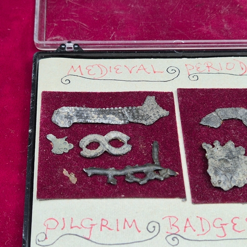 82 - A Display Case containing a Collection of Medieval Artefacts salvaged from the Thames